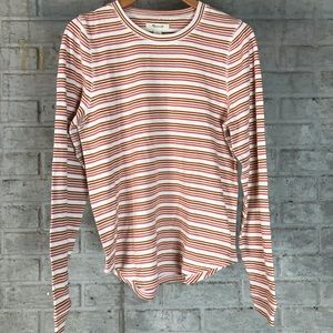 MADEWELL Crew neck Striped Long Sleeve Shirt L